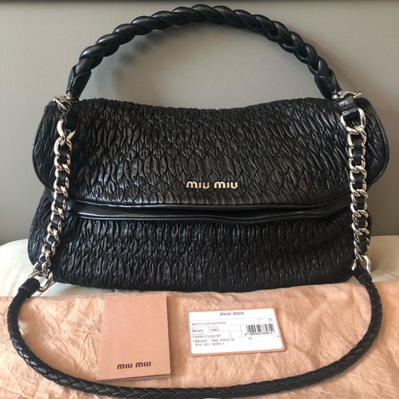 Beautiful Miu Miu by Prada Matelasse Black Supple leather Bag - Picture 1 of 13